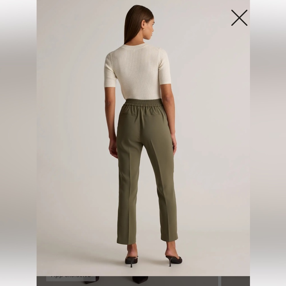 QUINCE Stretch Crepe Ankle Pants In Olive Elastic Waist Pockets Women’s Size 10 - Picture 4 of 10